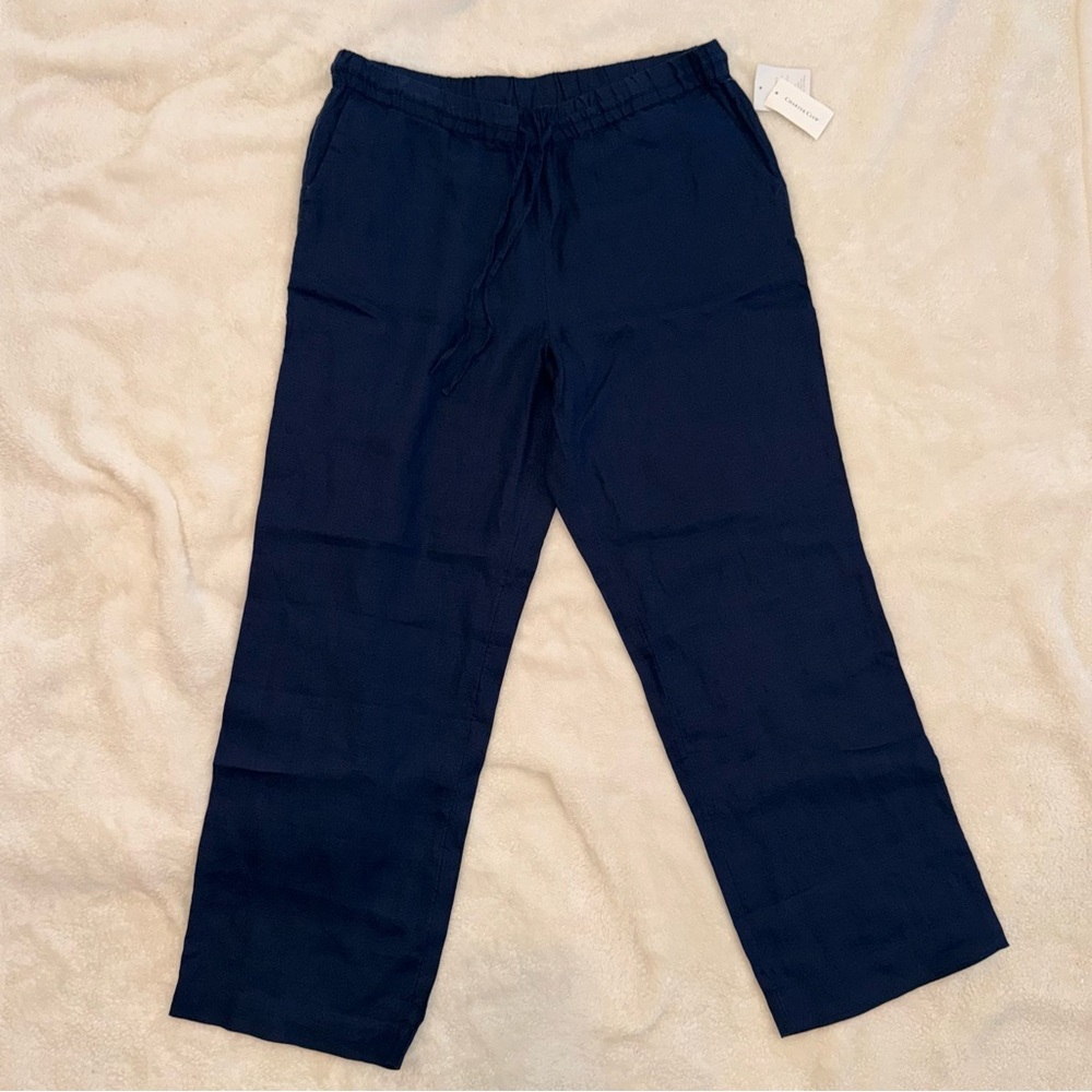 100% Linen NWT Navy Blue Pants Charter Club Large